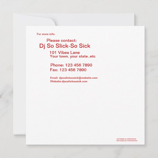 Club DJ Party Invitation Kaart (Achterkant)