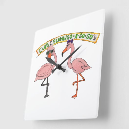 Club Flamingo a Go-Go Vierkante Klok (Hoek)
