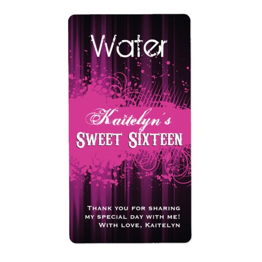 Club Flyer Look Sweet 16 Waterlabel Etiket (Voorkant)