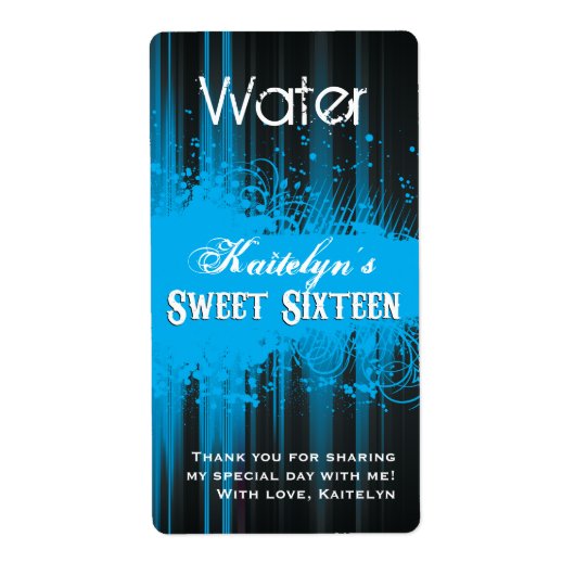 Club Flyer Look Sweet 16 Waterlabel Etiket (Voorkant)