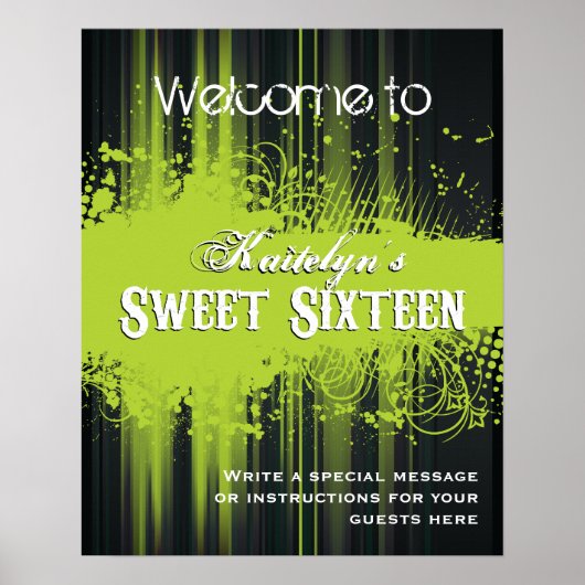 Club Flyer-look Sweet 16 WelkomstPoster Poster (Voorkant)
