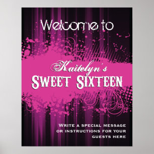 Club Flyer-look Sweet 16 WelkomstPoster Poster