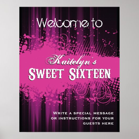 Club Flyer-look Sweet 16 WelkomstPoster Poster (Voorkant)