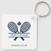 Club Name Tennis Icons Navy Blue Custom Sleutelhanger (Achterkant)