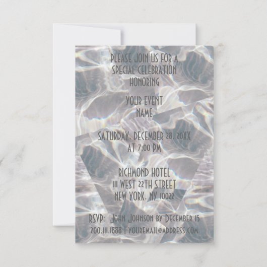 Club Party Diamond Gray Invitation Vip Kaart (Achterkant)