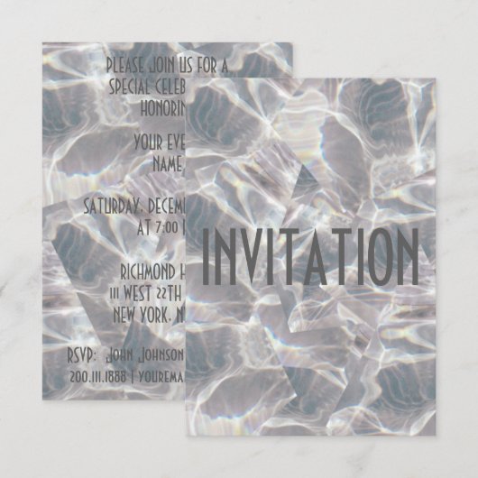 Club Party Diamond Gray Invitation Vip Kaart (Voorkant / Achterkant)