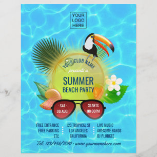 Club Summer Beach Party aangepaste foto en logo Flyer