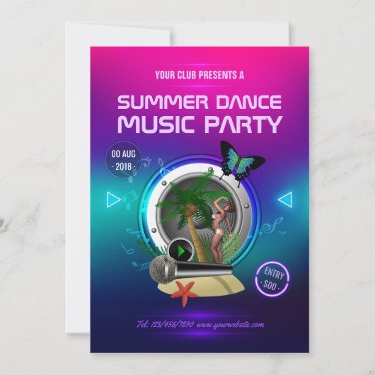 Club Summer Dance Music Party AD Kaart (Voorkant)