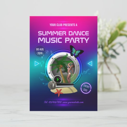 Club Summer Dance Music Party AD Kaart (Staand voorkant)
