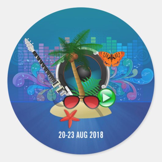 Club Summer Music Festival Ronde Sticker (Voorkant)