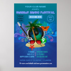 Club Summer Music Festival voegt logo-reclame toe Poster