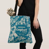 Club Surfing Longboard Logo en Hibiscus Beach Bag Tote Bag (Dichtbij)