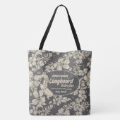 Club Surfing Longboard Logo en Hibiscus Beach Bag Tote Bag (Achterkant)