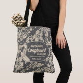 Club Surfing Longboard Logo en Hibiscus Beach Bag Tote Bag (Dichtbij)