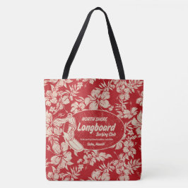 Club Surfing Longboard Logo en Hibiscus Beach Bag Tote Bag