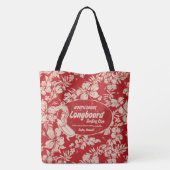 Club Surfing Longboard Logo en Hibiscus Beach Bag Tote Bag (Achterkant)