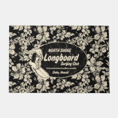 Club Surfing Longboard Logo en Hibiscus Black Deurmat (Voorkant)