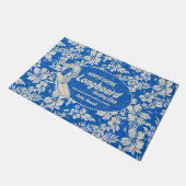 Club Surfing Longboard Logo en Hibiscus Blue Deurmat (Schuin)