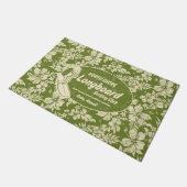 Club Surfing Longboard Logo en Hibiscus Groen Deurmat (Schuin)
