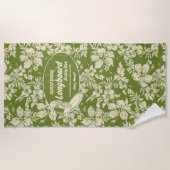 Club Surfing Longboard Logo Hibiscus Aloha-Green Strandlaken (Voorkant)