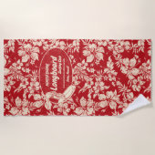 Club Surfing Longboard Logo Hibiscus Aloha-Red Strandlaken (Voorkant)