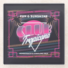 Club Tropicana Neon Sign Glazen Onderzetter