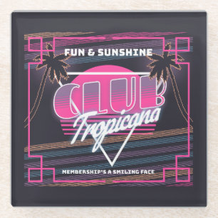 Club Tropicana Neon Sign Glazen Onderzetter