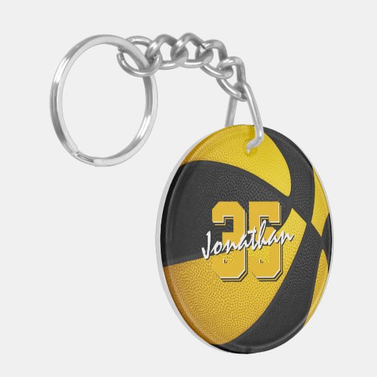 club van zwarte gouden scholen speelt basketbal sleutelhanger (Voorkant Links)