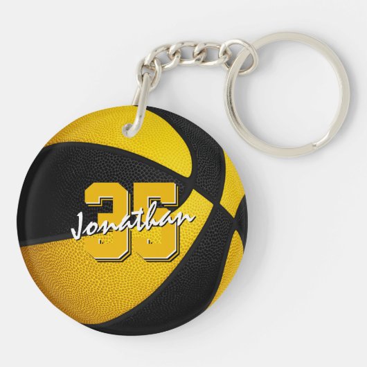 club van zwarte gouden scholen speelt basketbal sleutelhanger (Achterkant)