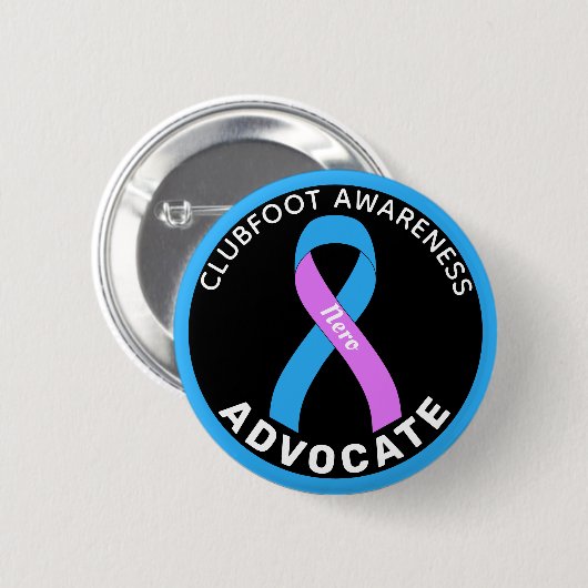 Clubfoot Awareness Advocate Ribbon Black Button (Voorkant /achterkant)