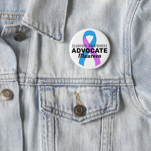 Clubfoot Awareness Advocate Ribbon White Button (In situ)