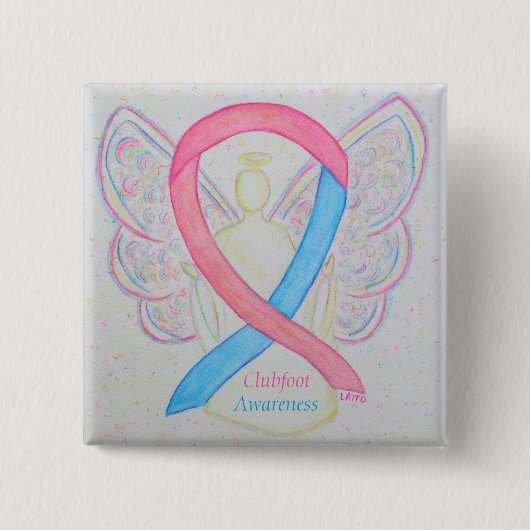 Clubfoot Awareness Angel Ribbon Custom Button Pins (Voorkant)