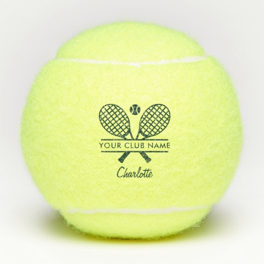 Clubnaam Tennisser Groen Script Gepersonaliseerd Tennisballen (Voorkant)