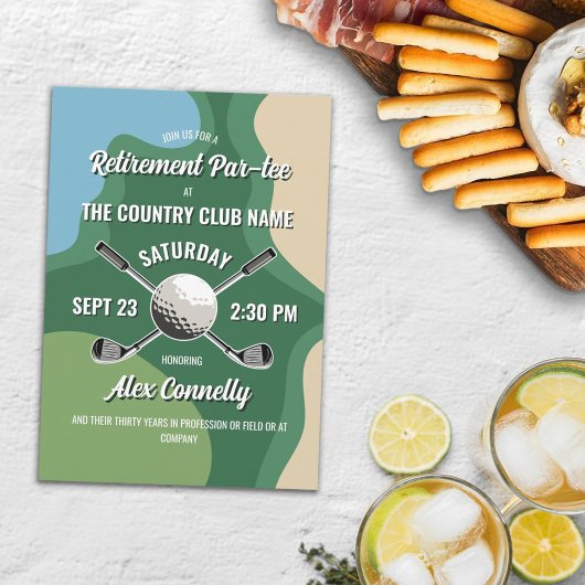 Clubs Golf Course Themed Retirement Par-tee Kaart