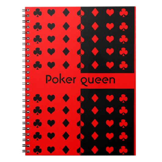 Clubs, schoppen, harten, diamanten - pokerkoningin notitieboek (Voorkant)