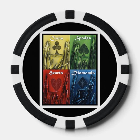 Clubs Schoppen Harten Ruiten Pokerchip (Voorkant)