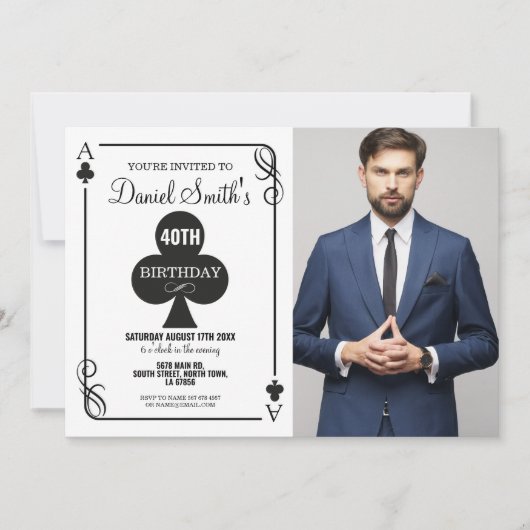 Clubs spelen Kaart Verjaardag Ace Vegas Casino Fot (Voorkant)