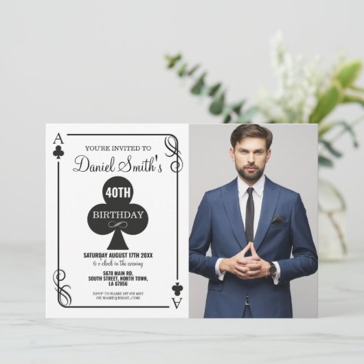 Clubs spelen Kaart Verjaardag Ace Vegas Casino Fot (Staand voorkant)