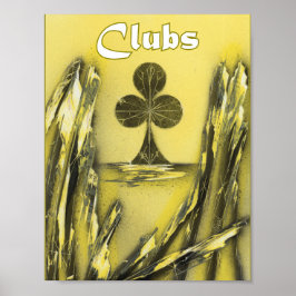 Clubs Suit in Zwart naar Geel Poster