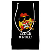 Cluck and Roll Funny Chicken Pun Dark BG Klein Cadeauzakje (Voorkant)