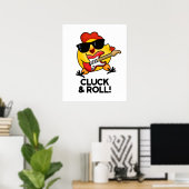 Cluck and Roll Funny Rock n Roll Chicken Pun Poster (Thuiskantoor)