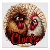 Cluck Chickens Glanzend Poster (Voorkant)