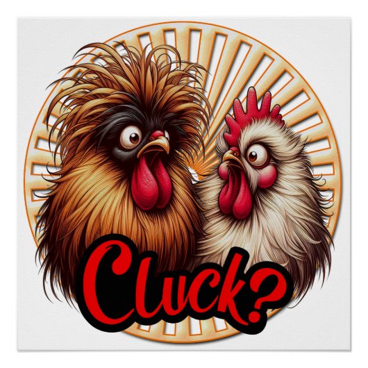 Cluck Chickens Glanzend Poster (Voorkant)