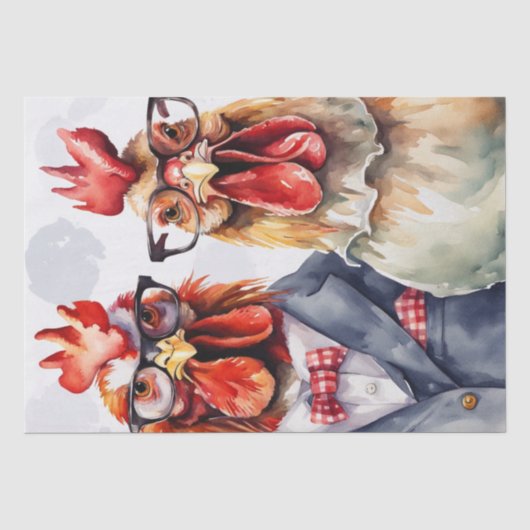 Cluck Couture: Modieuze Kippen in Decoupage Tissuepapier (Voorkant)