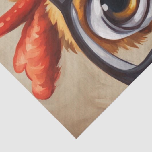 Cluck & Gasp: Geschokte Kip Gezicht Decoupage Tissuepapier (Detail)