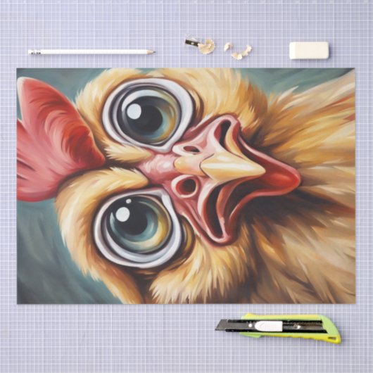 Cluck & Gasp: Geschokte Kip Gezicht Decoupage Tissuepapier (Craft)