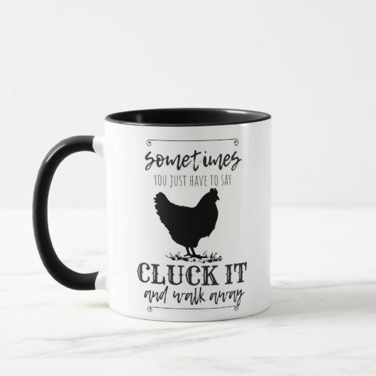 CLUCK IT Chicken Humor Typografie Mok (Links)