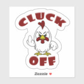 CLUCK OFF Leuke Angry Rooster Cartoon Sticker (Vel)