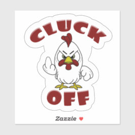 CLUCK OFF Leuke Angry Rooster Cartoon Sticker