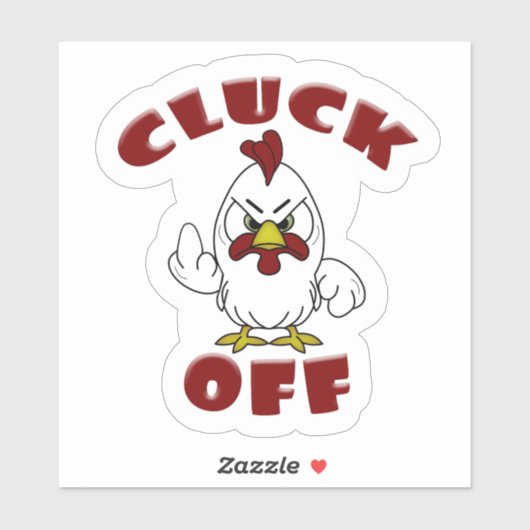 CLUCK OFF Leuke Angry Rooster Cartoon Sticker (Vel)